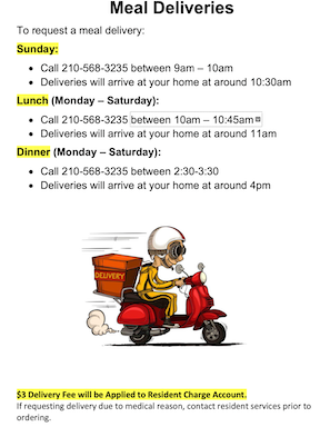 Meal Delivery Instructions. Links to PDF